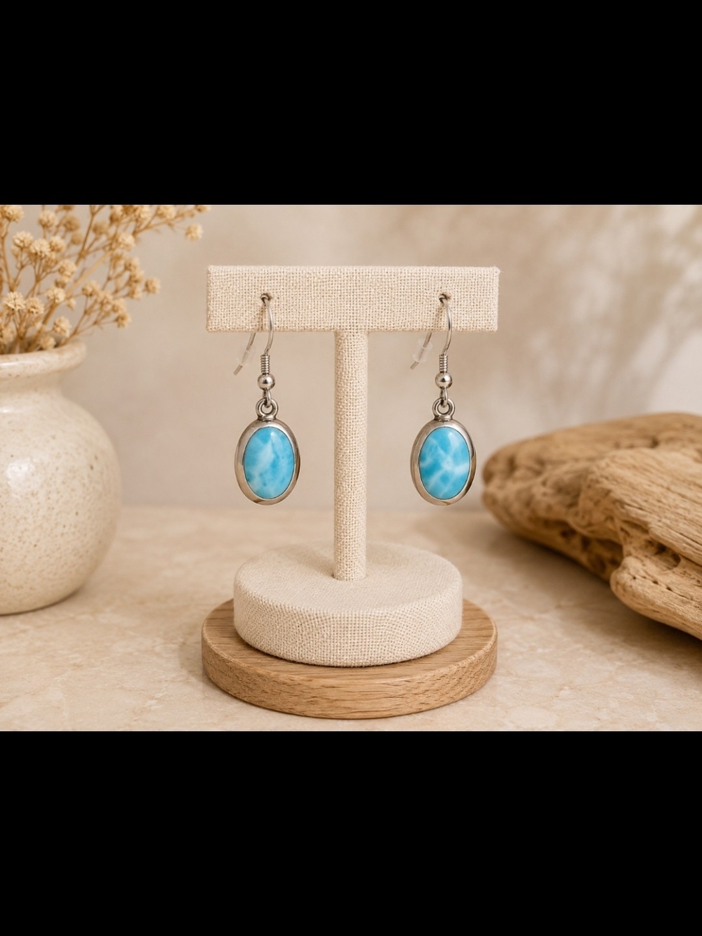 Sterling Silver Blue Oval Drop Earrings - Women Jewelry